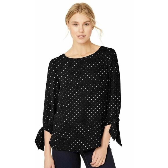 Polka Dot Travel Friendly Women’s Blouse 3/4 Sleeve Sheer Timeless Versatile Med - Picture 2 of 10